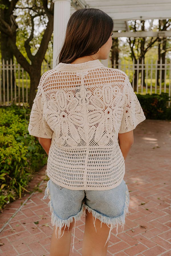 Oasis Breeze Crochet Button Up Top