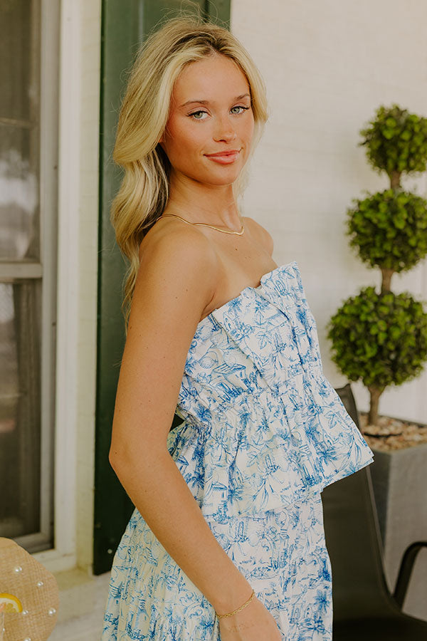 Villa Charm Pleated Top In Blue