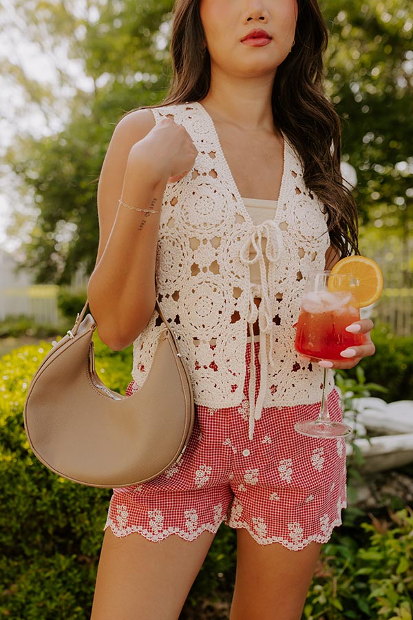Boho Breeze Crochet Front Tie Top
