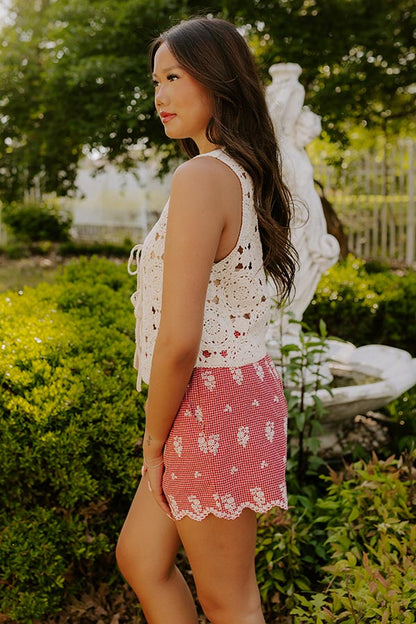 Boho Breeze Crochet Front Tie Top