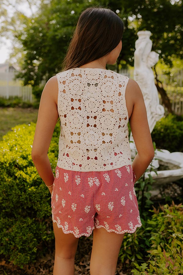 Boho Breeze Crochet Front Tie Top