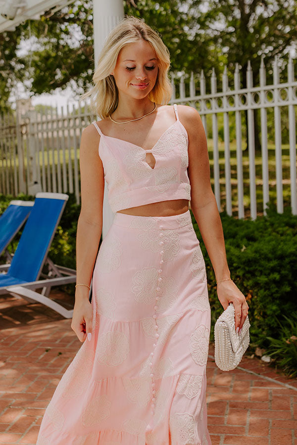 Sunkissed Meadow Embroidered Crop Tank in Pink
