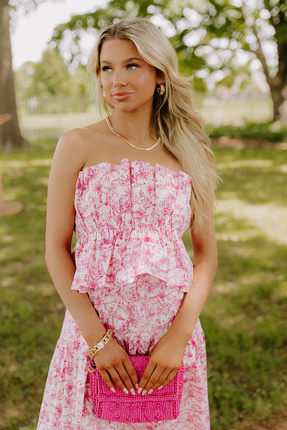 Villa Charm Pleated Top In Pink