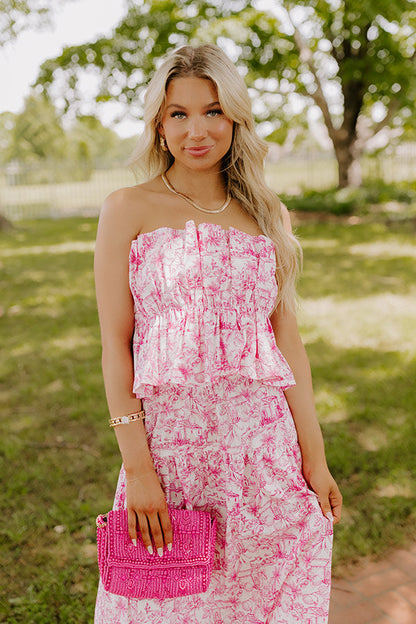 Villa Charm Pleated Top In Pink