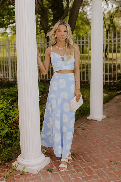 Sunkissed Meadow Embroidered Crop Tank in Sky Blue