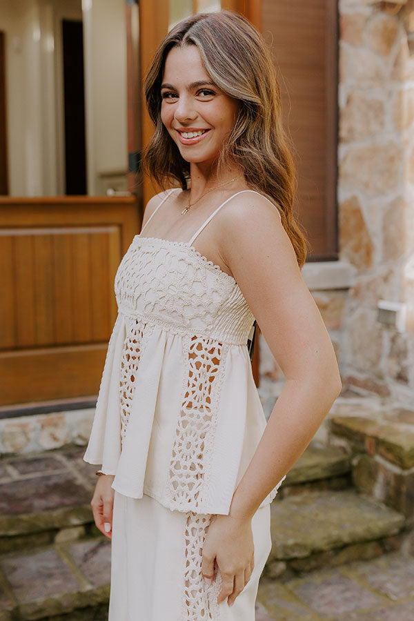 Boheme Bay Crochet Babydoll Top in Cream