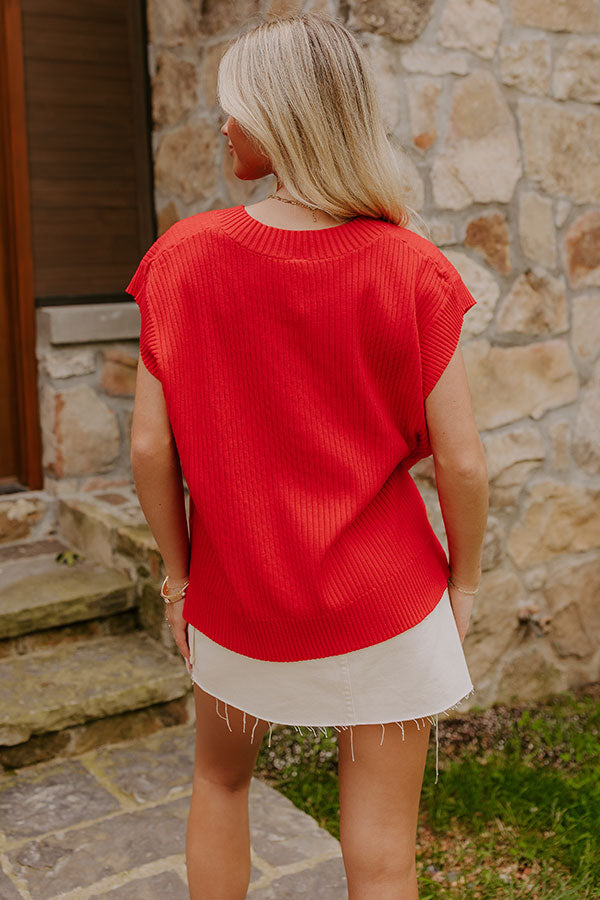 Chic Vibes Knit Vest Top in Red
