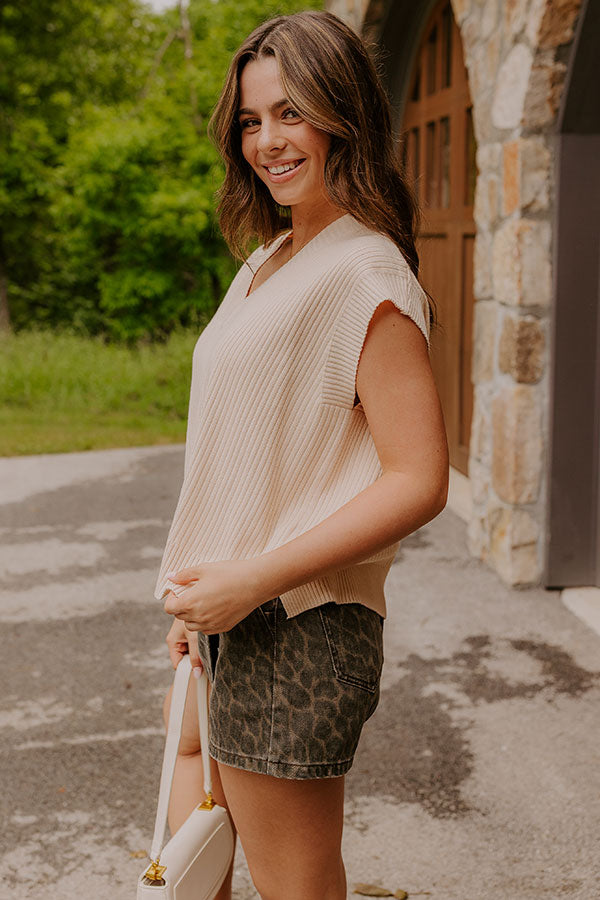 Chic Vibes Knit Vest Top in Light Beige