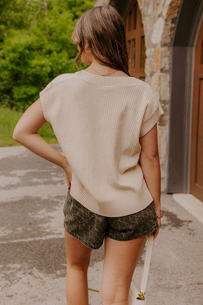 Chic Vibes Knit Vest Top in Light Beige