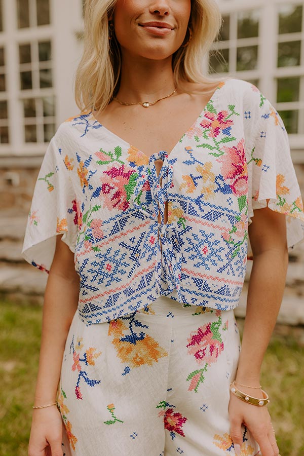Boho Chic Floral Front Tie Top