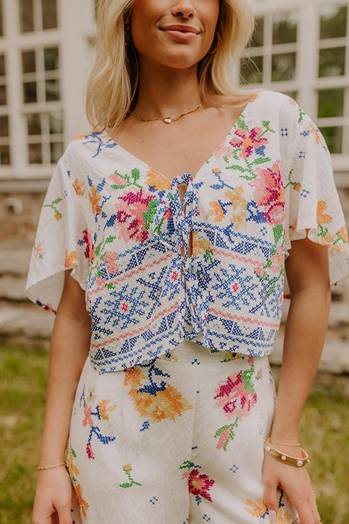 Boho Chic Floral Front Tie Top