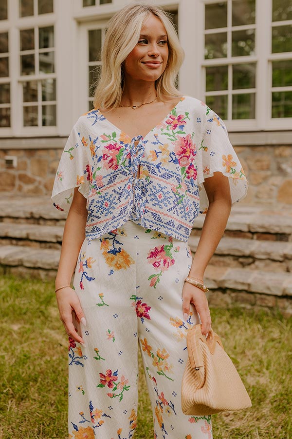 Boho Chic Floral Front Tie Top