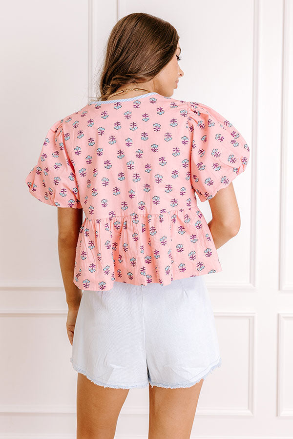 Caught Your Eye Floral Front Tie Top