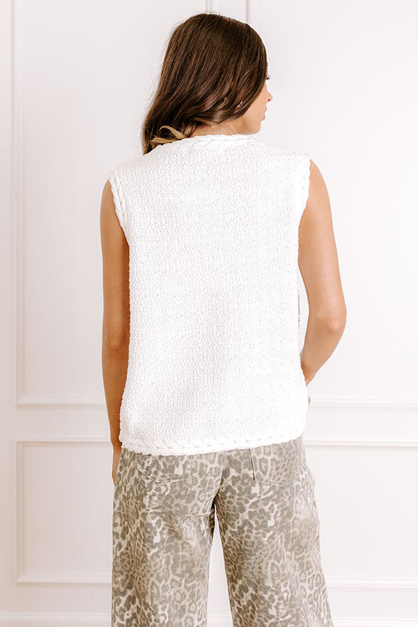 Pier Cafe Cutie Knit Top in White