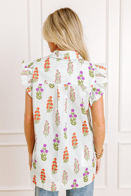 Picnic In The Garden Button Down Floral Top