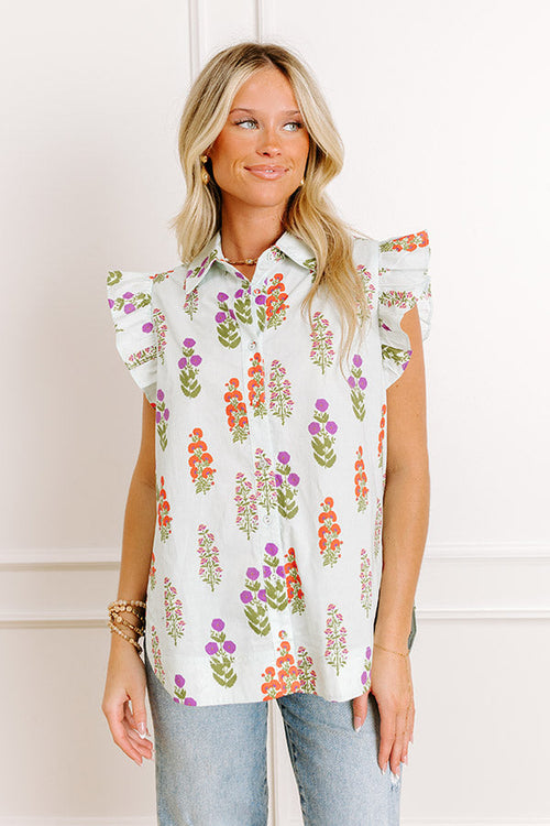 Picnic In The Garden Button Down Floral Top