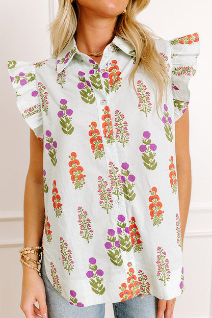Picnic In The Garden Button Down Floral Top