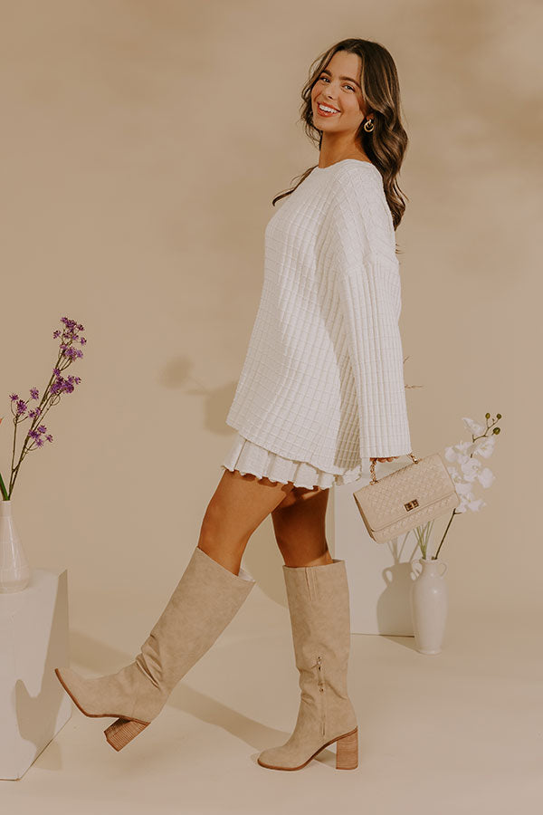 Minimal Muse High Waist Knit Mini Skirt in Cream