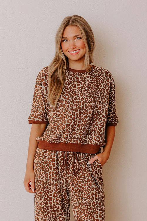 Wild Whisper Leopard Jacquard Top