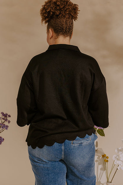 Classic Ambition Scalloped Top in Black Curves