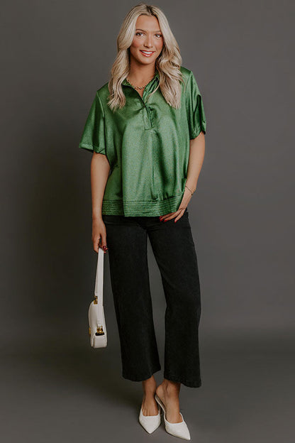 Sip And Shine Button Up Top in Green