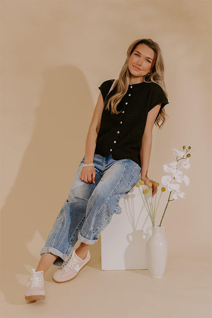 Bound In Style Knit Top in Black