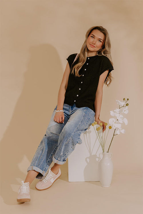 Bound In Style Knit Top in Black
