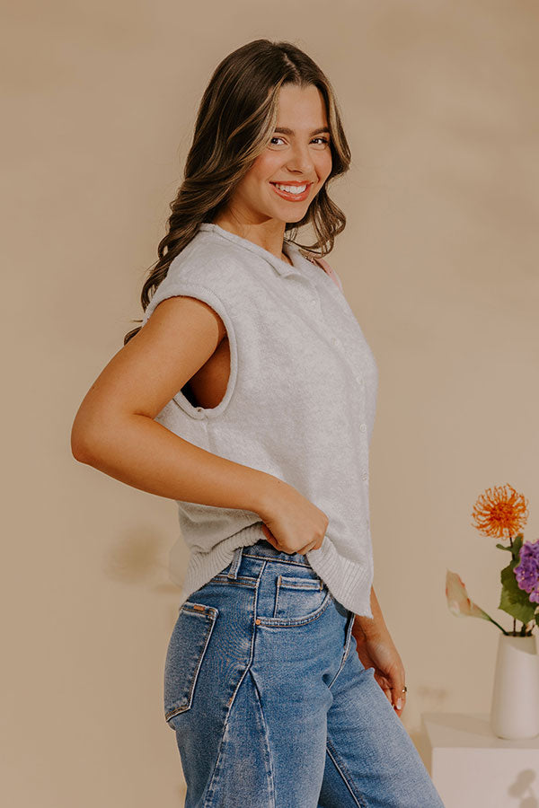 Bound In Style Knit Top in Light Grey