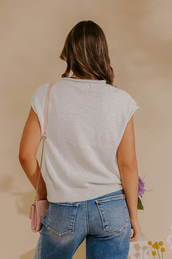 Bound In Style Knit Top in Light Grey