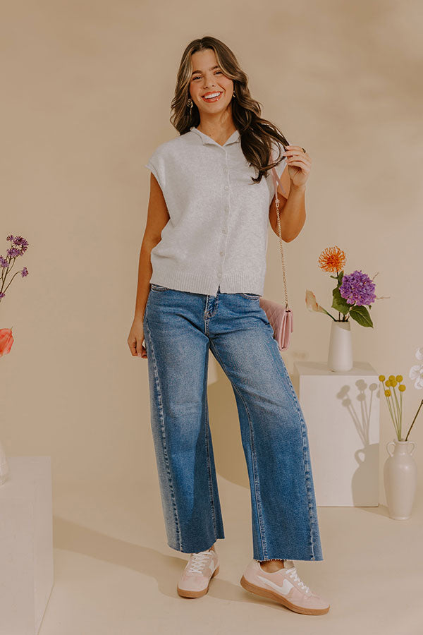 Bound In Style Knit Top in Light Grey
