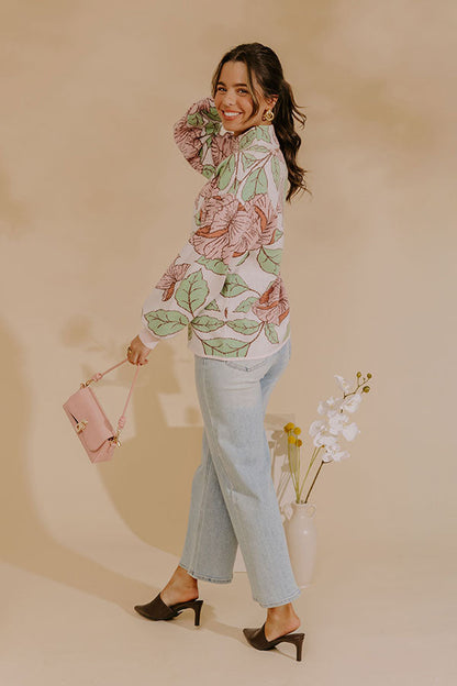 Metro Bloom Floral Knit Sweater Top