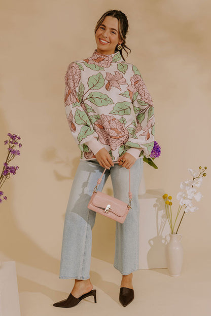 Metro Bloom Floral Knit Sweater Top