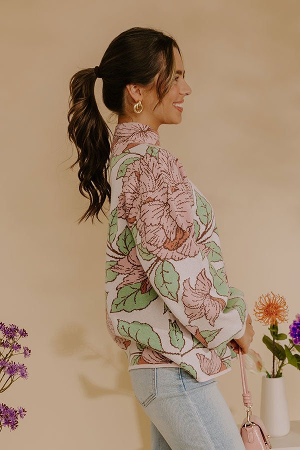 Metro Bloom Floral Knit Sweater Top