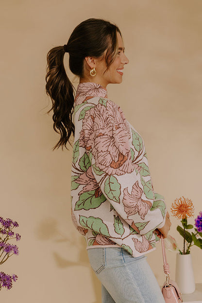Metro Bloom Floral Knit Sweater Top