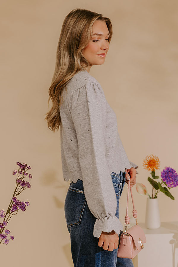 Chic Agenda Pointelle Knit Sweater Top