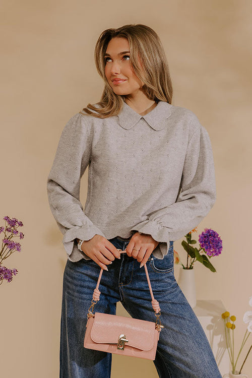 Chic Agenda Pointelle Knit Sweater Top