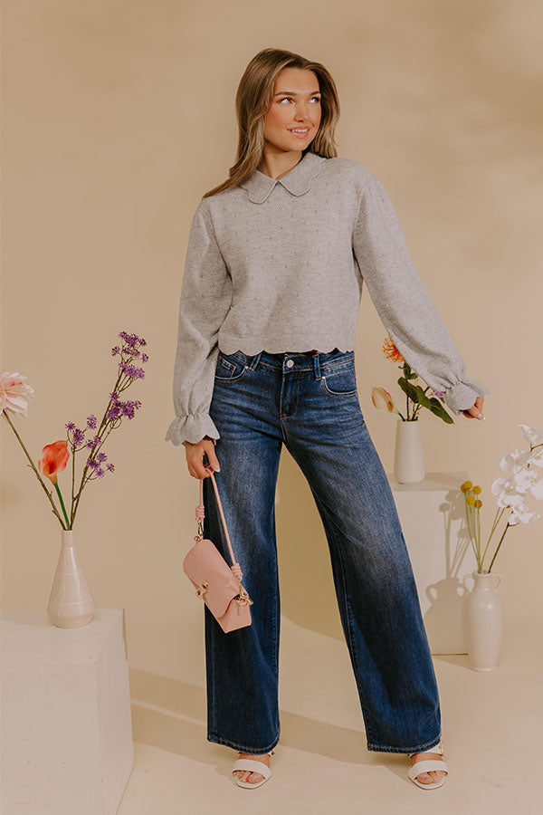 Chic Agenda Pointelle Knit Sweater Top