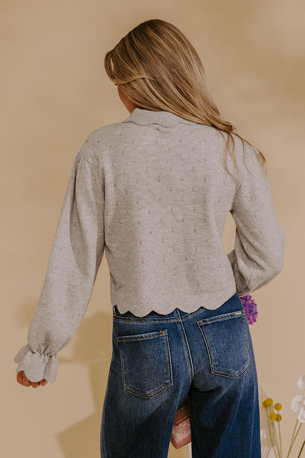 Chic Agenda Pointelle Knit Sweater Top