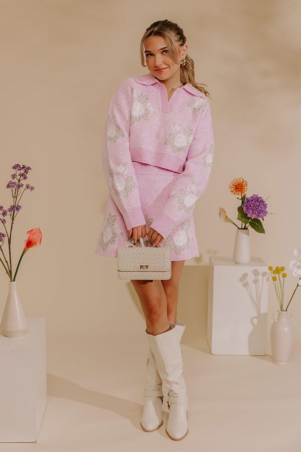 Uptown Bloom Floral Crop Sweater Top