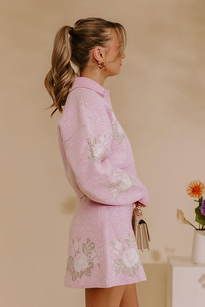 Uptown Bloom Floral Crop Sweater Top