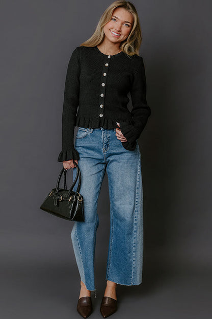 Modern Classic Knit Sweater Top in Black