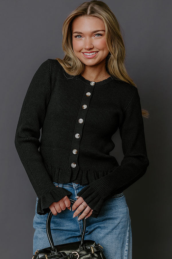 Modern Classic Knit Sweater Top in Black
