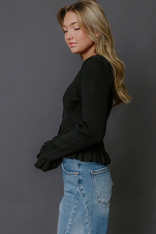 Modern Classic Knit Sweater Top in Black