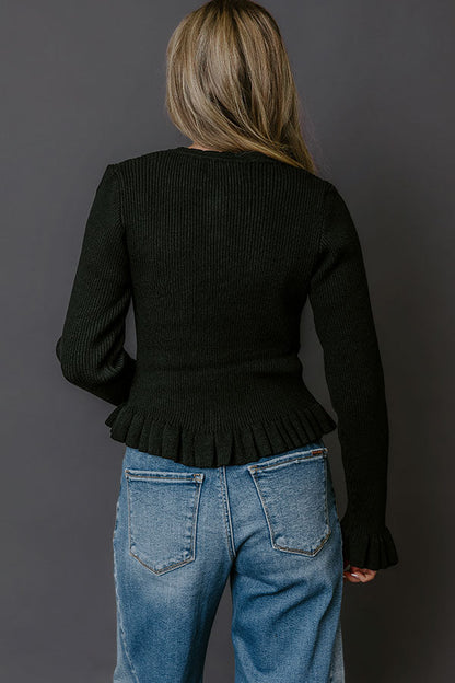 Modern Classic Knit Sweater Top in Black