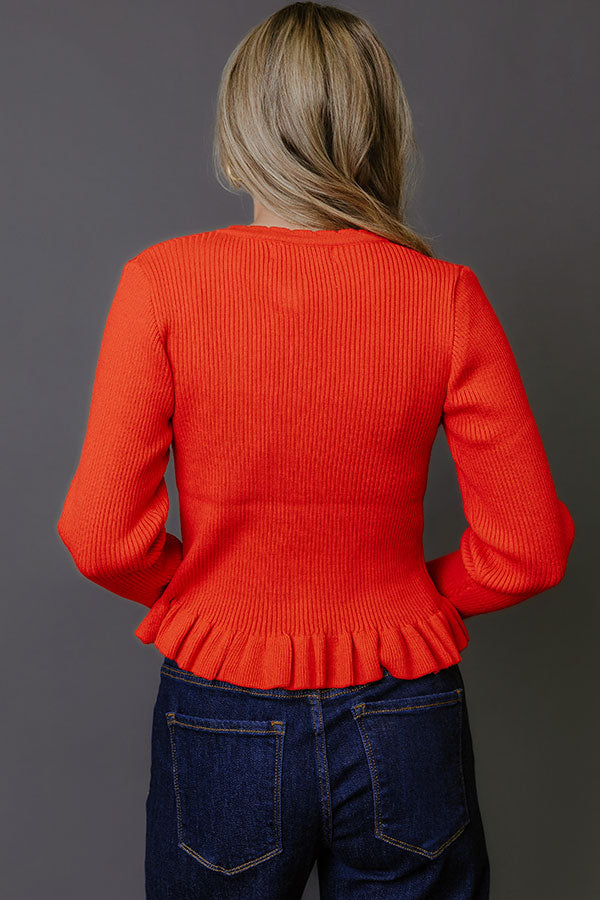 Modern Classic Knit Sweater Top in Scarlet