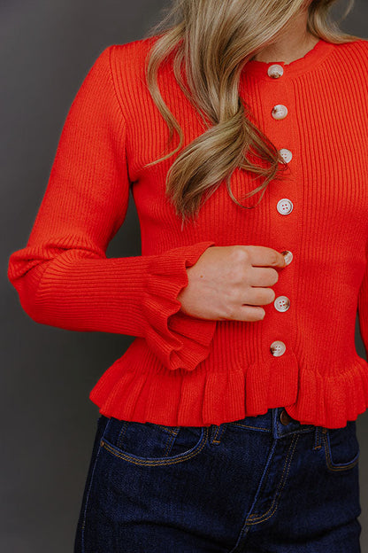 Modern Classic Knit Sweater Top in Scarlet
