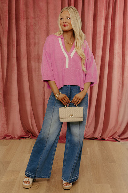 Effortless Ease Knit Top in Pink