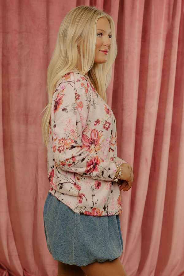Soft Focus Floral Sweater Top