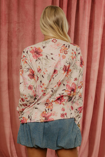 Soft Focus Floral Sweater Top