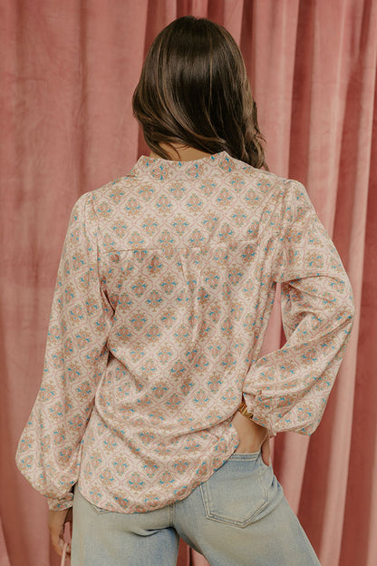 Midtown Chic Satin Button Up Top in Pink